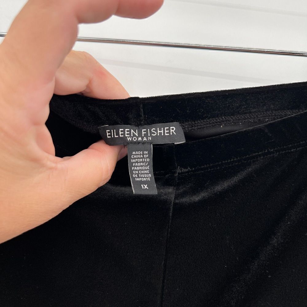 Eileen Fisher Ankle Leggings Woman 1X Black Velvet Style Stretch Pants - Picture 6 of 11